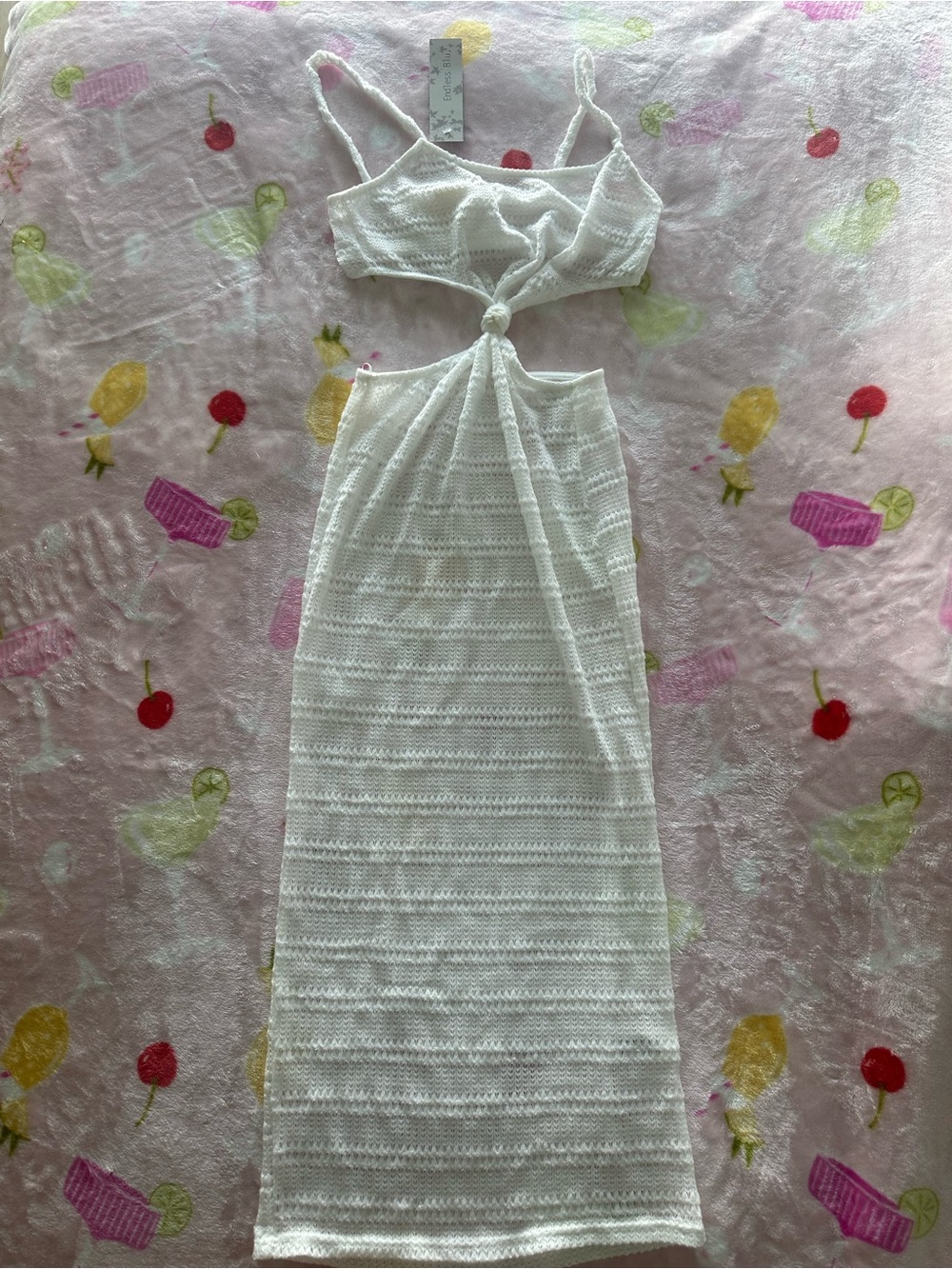 White Crochet Cutout Maxi Dress Coverup